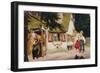 Postcard Depicting the Witch Inviting Hansel and Gretel to Enter the Gingerbread House, c.1910-null-Framed Giclee Print