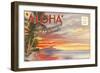 Postcard Folder, Aloha, Hawaiian Islands-null-Framed Art Print