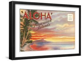 Postcard Folder, Aloha, Hawaiian Islands-null-Framed Art Print