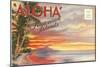 Postcard Folder, Aloha, Hawaiian Islands-null-Mounted Art Print