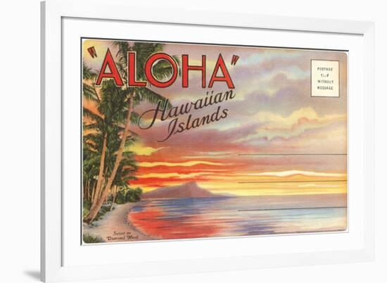 Postcard Folder, Aloha, Hawaiian Islands-null-Framed Art Print