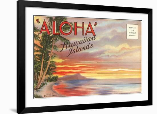 Postcard Folder, Aloha, Hawaiian Islands-null-Framed Art Print