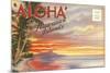 Postcard Folder, Aloha, Hawaiian Islands-null-Mounted Art Print