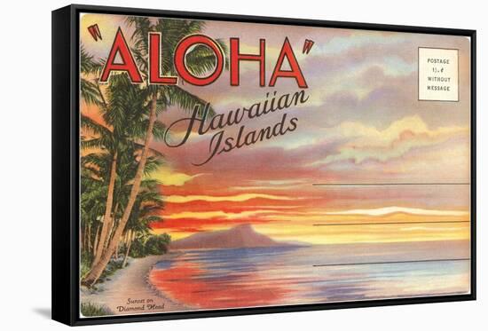 Postcard Folder, Aloha, Hawaiian Islands-null-Framed Stretched Canvas