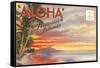 Postcard Folder, Aloha, Hawaiian Islands-null-Framed Stretched Canvas