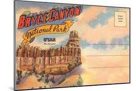 Postcard Folder, Bryce Canyon National Park, Utah-null-Mounted Art Print