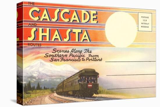 Postcard Folder, Cascade, Shasta, Routes-null-Stretched Canvas