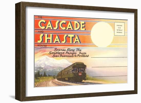 Postcard Folder, Cascade, Shasta, Routes-null-Framed Art Print