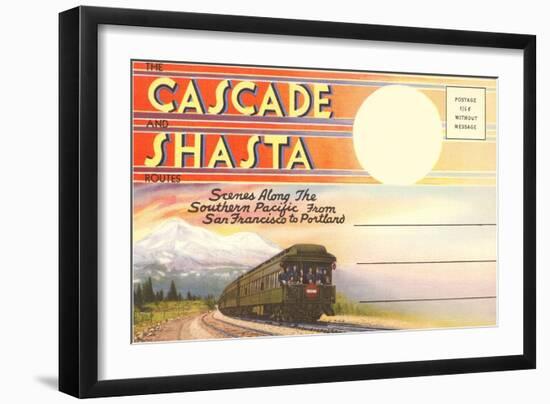 Postcard Folder, Cascade, Shasta, Routes-null-Framed Art Print