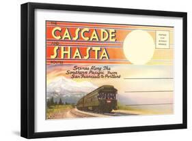 Postcard Folder, Cascade, Shasta, Routes-null-Framed Art Print