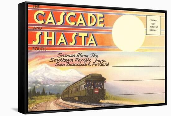 Postcard Folder, Cascade, Shasta, Routes-null-Framed Stretched Canvas