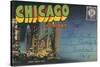 Postcard Folder, Chicago at Night-null-Stretched Canvas