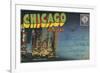 Postcard Folder, Chicago at Night-null-Framed Premium Giclee Print