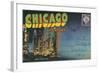 Postcard Folder, Chicago at Night-null-Framed Art Print