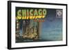 Postcard Folder, Chicago at Night-null-Framed Art Print