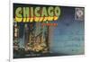 Postcard Folder, Chicago at Night-null-Framed Art Print