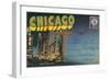 Postcard Folder, Chicago at Night-null-Framed Art Print