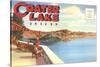 Postcard Folder, Greetings from Crater Lake, Oregon-null-Stretched Canvas