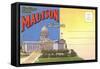 Postcard Folder, Greetings from Madison, Wisconsin-null-Framed Stretched Canvas