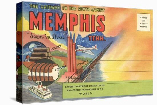 Postcard Folder, Memphis, Tennessee, Down in Dixie-null-Stretched Canvas
