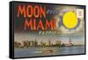 Postcard Folder, Moon over Miami, Florida-null-Framed Stretched Canvas