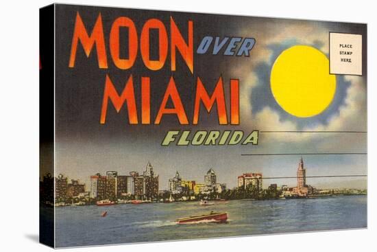 Postcard Folder, Moon over Miami, Florida-null-Stretched Canvas