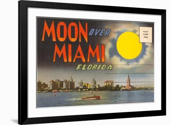 Postcard Folder, Moon over Miami, Florida-null-Framed Art Print