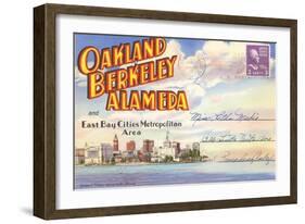 Postcard Folder, Oakland, Berkeley, Alameda, California-null-Framed Art Print