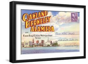 Postcard Folder, Oakland, Berkeley, Alameda, California-null-Framed Art Print