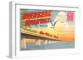 Postcard Folder, Overseas Highway, Key West, Florida-null-Framed Art Print