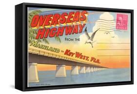 Postcard Folder, Overseas Highway, Key West, Florida-null-Framed Stretched Canvas