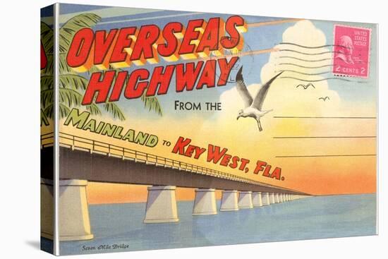 Postcard Folder, Overseas Highway, Key West, Florida-null-Stretched Canvas