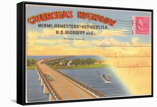 Postcard Folder, Overseas Highway-null-Framed Stretched Canvas