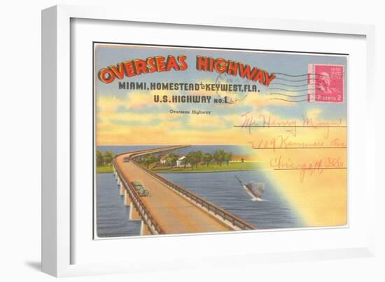 Postcard Folder, Overseas Highway-null-Framed Art Print