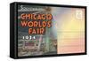 Postcard Folder, Souvenir of Chicago World's Fair-null-Framed Stretched Canvas