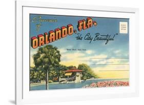 Postcard Folder, Souvenir of Orlando, Florida-null-Framed Premium Giclee Print