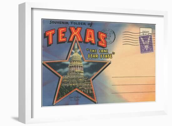 Postcard Folder, Souvenir of Texas-null-Framed Art Print