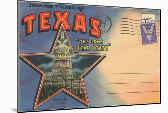 Postcard Folder, Souvenir of Texas-null-Mounted Art Print