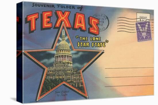 Postcard Folder, Souvenir of Texas-null-Stretched Canvas