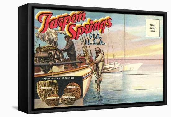 Postcard Folder, Tarpon Springs, Florida-null-Framed Stretched Canvas