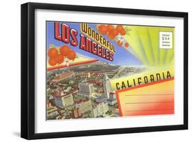 Postcard Folder, Wonderful Los Angeles, California-null-Framed Art Print