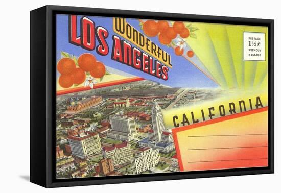 Postcard Folder, Wonderful Los Angeles, California-null-Framed Stretched Canvas