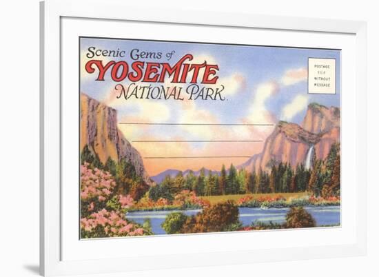 Postcard Folder, Yosemite National Park, California-null-Framed Art Print