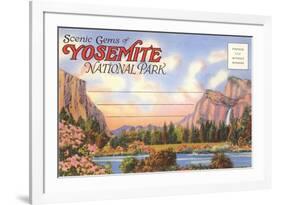 Postcard Folder, Yosemite National Park, California-null-Framed Art Print