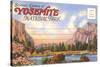 Postcard Folder, Yosemite National Park, California-null-Stretched Canvas