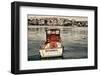 Postcard from Istanbul. Motor Boat by the Golden Horn - Istanbul, Turkey. the Beyoglu District in T-KN-Framed Photographic Print