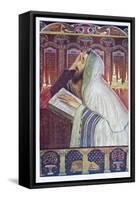Postcard from the Inter-War Period in Central Europe Depicting a Jewish Man at Prayer-null-Framed Stretched Canvas