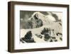 Postcard, Historical, Berghaus Jungfraujoch, Switzerland, the Bernese Alps, B/W-Starfoto-Framed Photographic Print