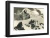 Postcard, Historical, Berghaus Jungfraujoch, Switzerland, the Bernese Alps, B/W-Starfoto-Framed Photographic Print