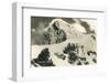 Postcard, Historical, Berghaus Jungfraujoch, Switzerland, the Bernese Alps, B/W-Starfoto-Framed Photographic Print